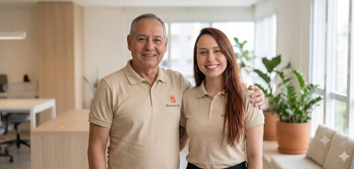 Thayná Oliveira e seu pai, revendedor de cosméticos há mais de dez anos